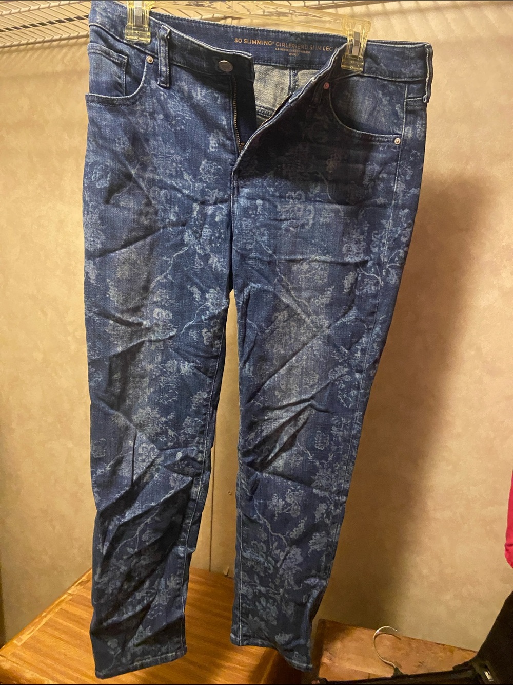 Chico's Blue Floral-Print Skinny Jeans